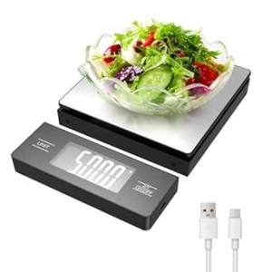 Kitchen Digital Food Scale with Detachable Display,Stainless Steel,11lb/5kg,1g Precision, Backlit LCD,Tare Function for Baking,Coffee Brewing & Cooking,Black (Metallic +Black, Magnetic Split Display)