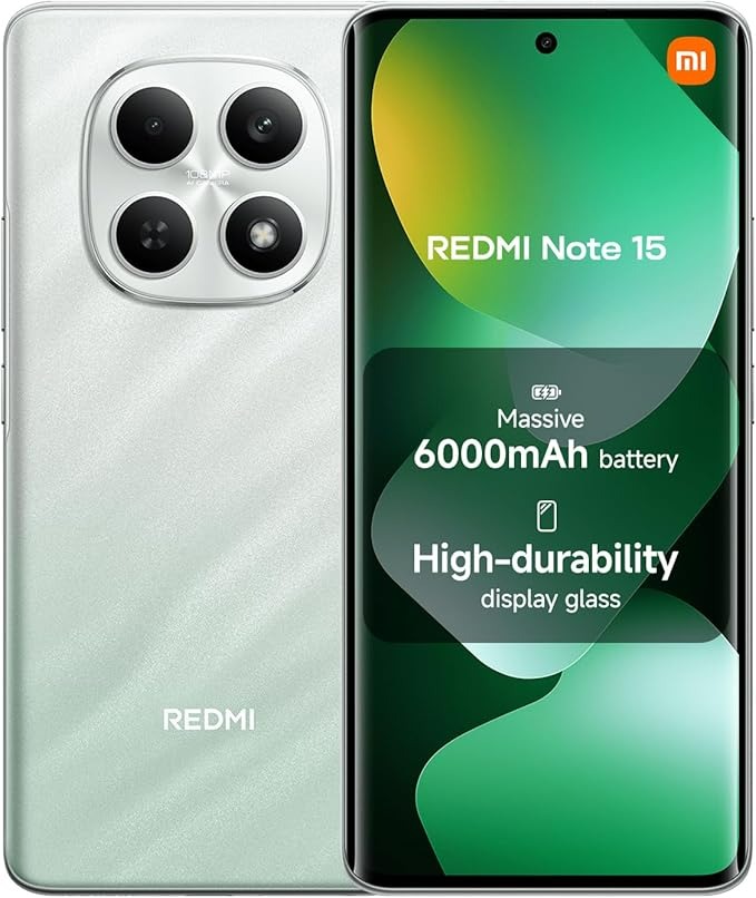 XIAOMI Redmi Note 15 Smartphone (6+128 GB) – Ultra-thin design, IP64 water protection, 108 MP camera, 6.77" FHD+ display, Forest Green,18 Months Local Warranty