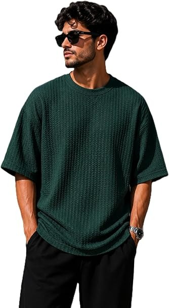 Oversize Men's Waffle Loose Fit Lightweight Soft Casual T-Shirt Multicolor