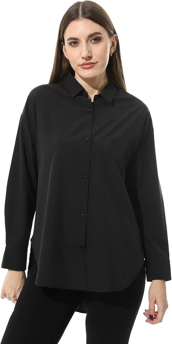 Classic Button-Down Shirt, Women's Long Sleeve, Relaxed Fit
