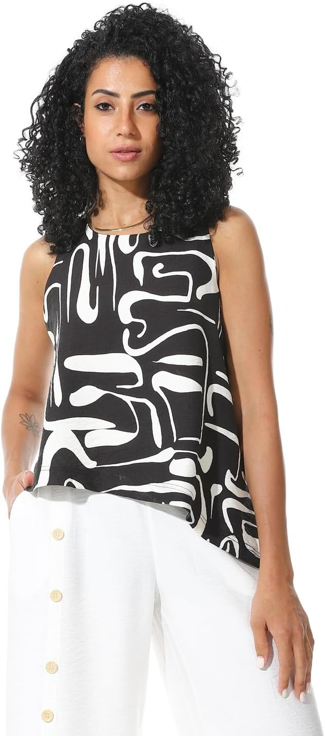 Azul Women's Sleeveless Mixed Yarn Blouse - Premium Breathable Linen-Look Tank Top - Lightweight Summer Outdoor Outwear for Women
