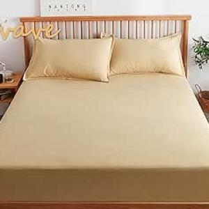 Solid Fitted Sheet Set for Hotels, Homes & Touristic Villages (Beige, 180)