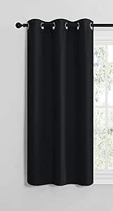 Cartela Curtains Thermal Insulated Blackout Room Darkening Grommet (Black, 132W x 160Hcm)
