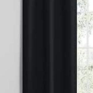 Cartela Curtains Thermal Insulated Blackout Room Darkening Grommet (Black, 132W x 160Hcm)