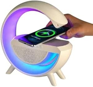 6 in 1 Smart Entertainment Platform with High Purity Wireless Speaker and Fast Wireless Charger with Multicolor Ambient Light and S Radio