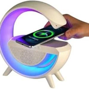 6 in 1 Smart Entertainment Platform with High Purity Wireless Speaker and Fast Wireless Charger with Multicolor Ambient Light and S Radio