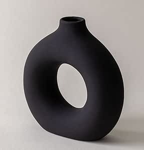 RyddeligHome Small Black Vase, Cute Vase, Aesthetic Vase, Black Ceramic Vase, Small Vases for Centerpieces, Black Bedroom Décor, Black Vases for Decor, Bathroom Vase, 6" Tall