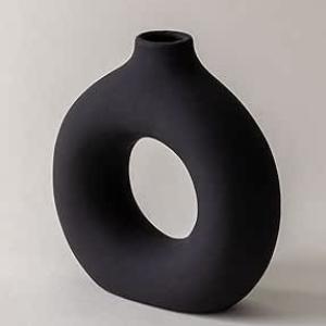 RyddeligHome Small Black Vase, Cute Vase, Aesthetic Vase, Black Ceramic Vase, Small Vases for Centerpieces, Black Bedroom Décor, Black Vases for Decor, Bathroom Vase, 6" Tall