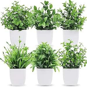 Der Rose 6 Pack Artificial Plants Small Fake Plants Outdoor Home Decor Farmhouse Bathroom Shelf Decor