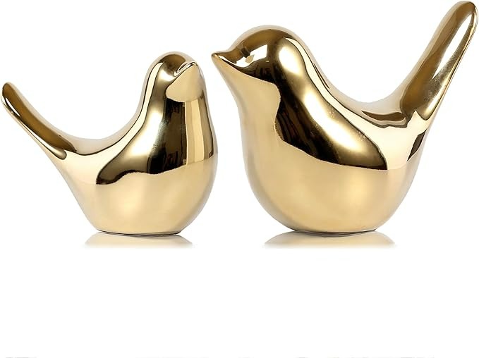 FANTESTICRYAN Small Golden Ceramics Animal Statues Home Decor Modern Style Ornaments
