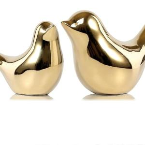 FANTESTICRYAN Small Golden Ceramics Animal Statues Home Decor Modern Style Ornaments