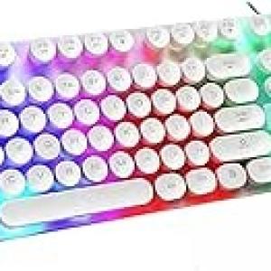 Keyboard ZERO LED Electronics USB KeyPad, Elegant design, Silent Keys Wired Rainbow Gaming Keyboard English & Arabic, Multimedia Gaming (ZR-2050 White)