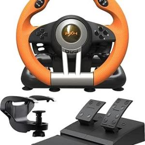 PXN V3 Pro Racing Steering Wheel and Pedals, 180° Steering Wheel with Pedal Board, Paddle Shifters and Vibration Feedback, Game Steering Wheel for PS4, Xbox One, PC, Xbox Series X|S, PS3, Switch 