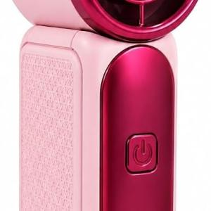 Portable Handheld Fan – Rechargeable Mini Personal Desktop Fan with Power Button, Lightweight & Compact Cooling Fan (Pink)