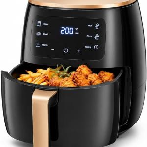 Electric Air Fryer, 6L Capacity, 1400-2400W, LCD Touch Screen, Non-Stick Basket, 360° Air Circulation, Black, Gold, Red
