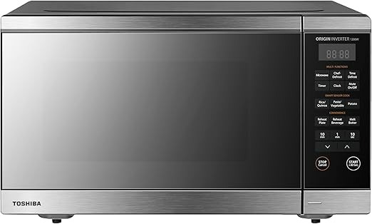 Toshiba Microwave ML3-EM36PFI(MB) ORIGIN INVERTER, SMART SENSOR COOK, 1200W MICROWAVE POWER OUTPUT, AUTO MENUS, 36 Liters,Silver Mirror