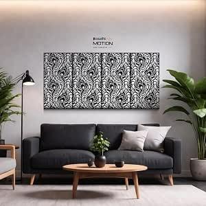 ACOUSTIC MOTION® Wooden MDF Wall Art Decor Panels, ORNEX Design with Double-Face Tape, Modern Black Wall Hanging for Home, Living Room, Bedroom, Office & Hotel, 25×50×0.5 cm, 4-Piece Set